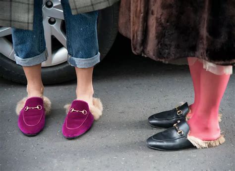 gucci mules with fur|Gucci mules street style.